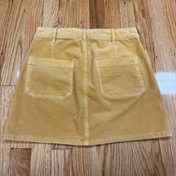 American Eagle Outfitters Gold Corduroy High Rise A-Line Mini Skirt - Picture 2 of 11